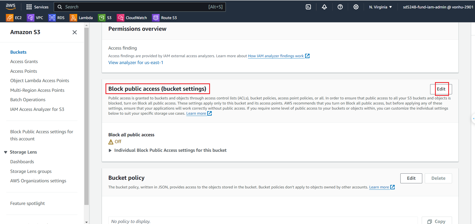 Enable block public access AWS System Manager