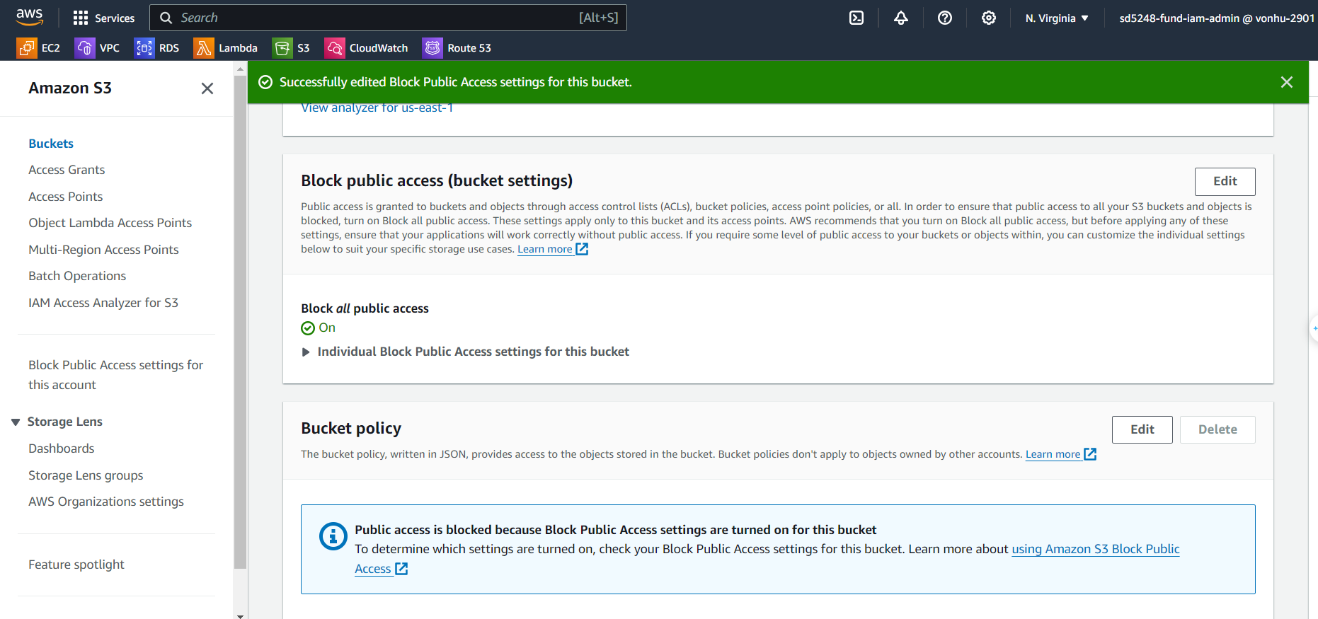 Enable block public access AWS System Manager