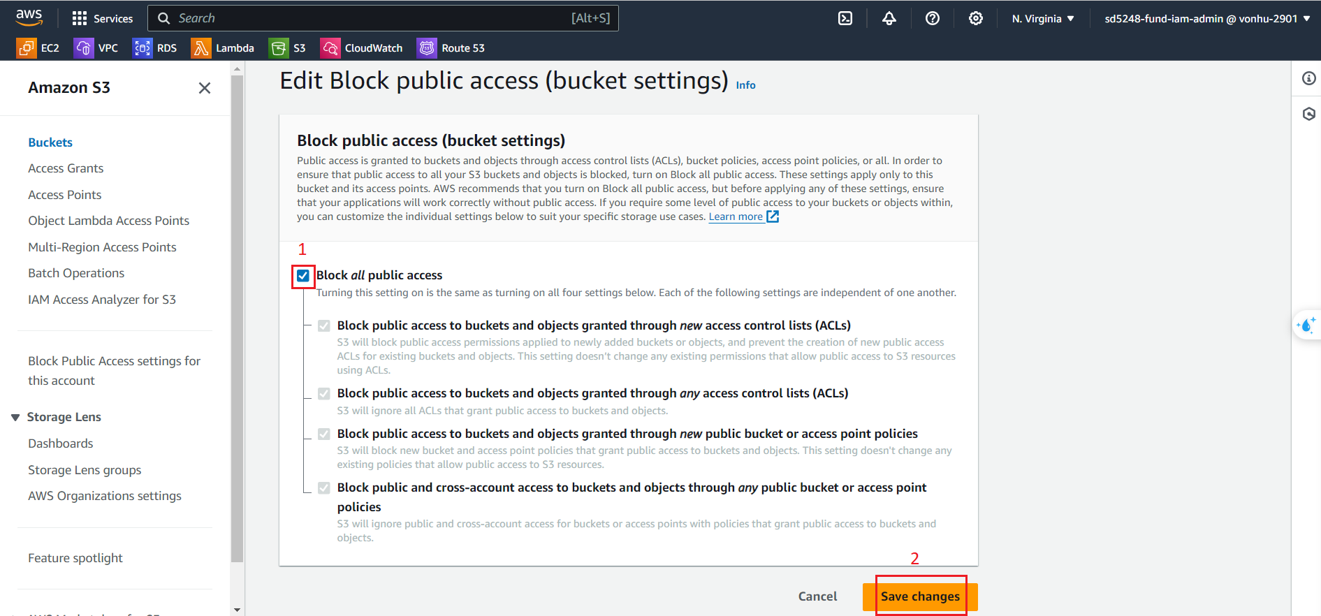 Enable block public access AWS System Manager